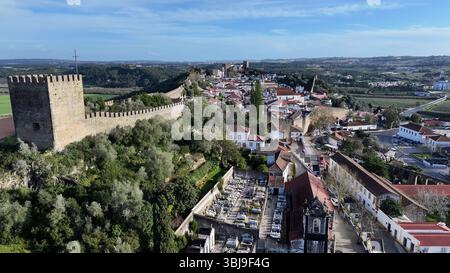 Skyline von Obidos in Portugal. Wunderschöne Landschaft In Europa. Reiseziel. Obidos in Leiria Portugal. Stockfoto