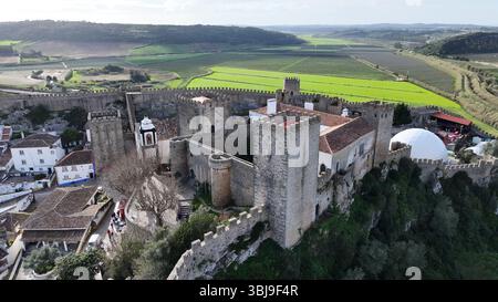 Skyline von Obidos in Portugal. Wunderschöne Landschaft In Europa. Reiseziel. Obidos in Leiria Portugal. Stockfoto