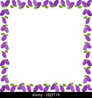 Saftige frische Violettsauben. Ästhetische Vorlage für Groovy Beeren. Leerer Platz für Ihren Text Stock Vektor