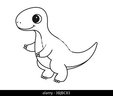 Ausmalseite mit einem Bild eines süßen Dinosauriers. Malbuch für Kinder und Erwachsene. Stock Vektor