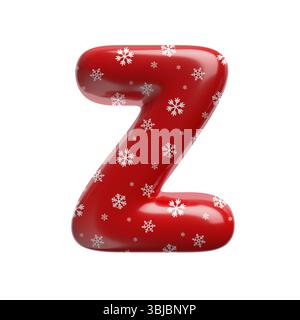 Schneeflocke Buchstabe Z - große 3D weihnachtsschrift isoliert auf weißem Hintergrund. Dieses Alphabet eignet sich perfekt für kreative Illustrationen, aber nicht beschränkt Stockfoto