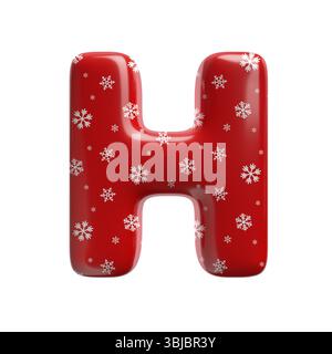 Schneeflocke Buchstabe H - große 3D weihnachtsschrift isoliert auf weißem Hintergrund. Dieses Alphabet eignet sich perfekt für kreative Illustrationen im Zusammenhang mit dem Thema, aber nicht beschränkt auf das Alphabet Stockfoto