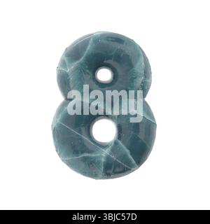 Eisrisszahl 8 - 3D gefrorene Ziffer isoliert auf weißem Hintergrund. Dieses Alphabet eignet sich perfekt für kreative Illustrationen im Zusammenhang mit Na Stockfoto