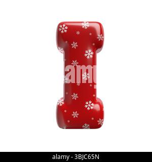 Schneeflocken-Buchstabe I - Großbuchstabe 3D weihnachtsschrift isoliert auf weißem Hintergrund. Dieses Alphabet eignet sich perfekt für kreative Illustrationen, aber nicht für Limetten Stockfoto