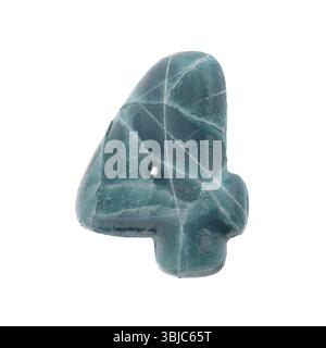 Eisrisszahl 4 - 3D gefrorene Ziffer isoliert auf weißem Hintergrund. Dieses Alphabet eignet sich perfekt für kreative Illustrationen im Zusammenhang mit Na Stockfoto