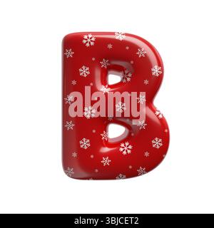 Schneeflocke Buchstabe B - große 3D weihnachtsschrift isoliert auf weißem Hintergrund. Dieses Alphabet eignet sich perfekt für kreative Illustrationen im Zusammenhang mit dem Thema, aber nicht beschränkt auf das Alphabet Stockfoto