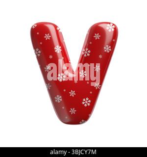 Schneeflocke Buchstabe V - große 3D weihnachtsschrift isoliert auf weißem Hintergrund. Dieses Alphabet eignet sich perfekt für kreative Illustrationen, aber nicht beschränkt Stockfoto