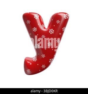Schneeflocke Buchstabe Y - kleine 3D-weihnachtsschrift isoliert auf weißem Hintergrund. Dieses Alphabet eignet sich perfekt für kreative Illustrationen im Zusammenhang mit dem Thema, aber nicht beschränkt auf das Alphabet Stockfoto