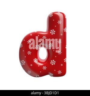 Schneeflocke Buchstabe D - kleine 3D weihnachtsschrift isoliert auf weißem Hintergrund. Dieses Alphabet eignet sich perfekt für kreative Illustrationen im Zusammenhang mit dem Thema, aber nicht beschränkt auf das Alphabet Stockfoto
