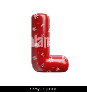 Schneeflocke Buchstabe L - Großbuchstabe 3D weihnachtsschrift isoliert auf weißem Hintergrund. Dieses Alphabet eignet sich perfekt für kreative Illustrationen, aber nicht für Limetten Stockfoto