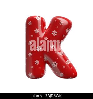 Schneeflocke Buchstabe K - große 3D weihnachtsschrift isoliert auf weißem Hintergrund. Dieses Alphabet eignet sich perfekt für kreative Illustrationen im Zusammenhang mit dem Thema, aber nicht beschränkt auf das Alphabet Stockfoto