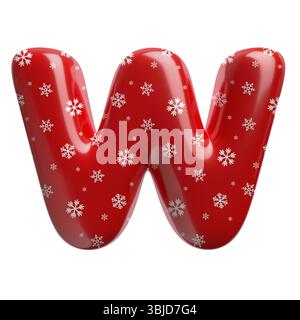 Schneeflocken-Buchstabe W - große 3D-weihnachtsschrift isoliert auf weißem Hintergrund. Dieses Alphabet eignet sich perfekt für kreative Illustrationen, aber nicht für Limetten Stockfoto