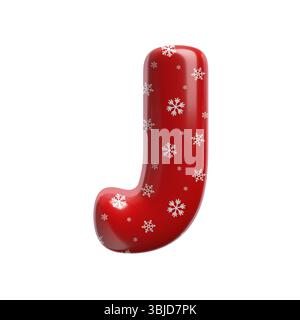 Schneeflocke Buchstabe J - große 3D weihnachtsschrift isoliert auf weißem Hintergrund. Dieses Alphabet eignet sich perfekt für kreative Illustrationen im Zusammenhang mit dem Thema, aber nicht beschränkt auf das Alphabet Stockfoto
