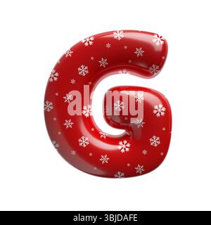Schneeflocke Buchstabe G - große 3D weihnachtsschrift isoliert auf weißem Hintergrund. Dieses Alphabet eignet sich perfekt für kreative Illustrationen im Zusammenhang mit dem Thema, aber nicht beschränkt auf das Alphabet Stockfoto