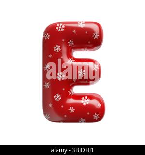 Schneeflocke Buchstabe E - große 3D-weihnachtsschrift isoliert auf weißem Hintergrund. Dieses Alphabet eignet sich perfekt für kreative Illustrationen im Zusammenhang mit dem Thema, aber nicht beschränkt auf das Alphabet Stockfoto