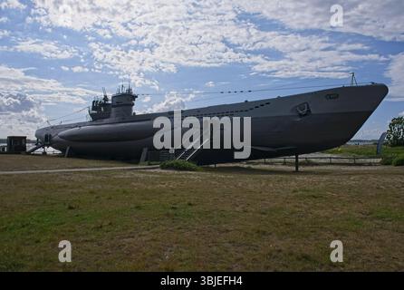 Laboe, Deutschland - 26. Mai 2025: U-995 ist ein U-Boot vom Typ VIIC der Kriegsmarine. Die am häufigsten in den Atlantikschlachten verwendeten. Sel Stockfoto