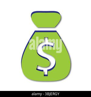 Geldbeutel-Symbol mit Dollar-Zeichen – Finanzsymbol-Vektor-Illustration. Stock Vektor