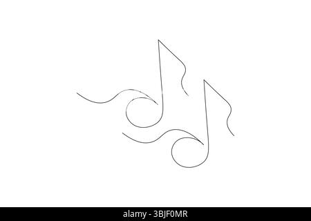 Einzeilige Zeichnung von Notennotizen und Mikrofon, minimalistisches Vektor-Illustrationsdesign Stock Vektor