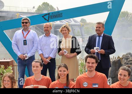 Nathalie Delattre, Senatorin von Gironde, Kandidatin des Bürgermeisters von Bordeaux 2026 und Delegierte des Ministers für Tourismus, weiht die neue „Mission Bermu“ ein Stockfoto