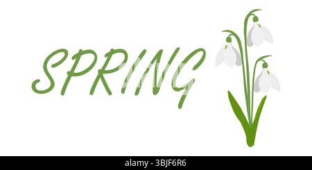 Frühlingshintergrund mit Schneeglöckchen. Entwurfskonzept zum Umweltschutz, Tag der Erde, Ankunft des Frühlings. Vektorabbildung Stock Vektor