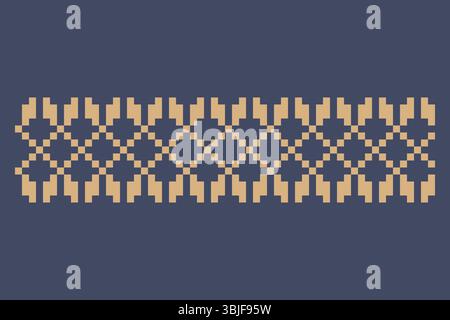 Ukrainisches Randmuster-Element. Schablone für Blockdruck oder Tätowierung. Einrichtung mit geometrischem Blumenmuster. Stock Vektor