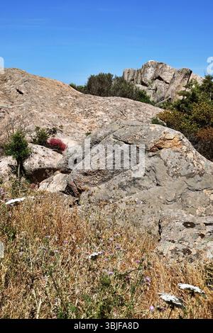 Rosa Granitfelsen in der Nähe von Palau, Gallura, Costa Smeralda, Sardinien, Italien Stockfoto