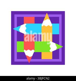 Abstraktes Emblem-Logo aus Buntstiften Stock Vektor