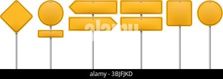 Realistisches gelbes Straßenschild-Set Stock Vektor