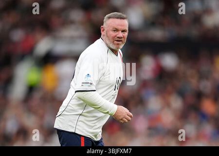 Der englische Spielertrainer Wayne Rooney während der Soccer Aid für UNICEF 2025 in Old Trafford, Manchester. Bilddatum: Sonntag, 15. Juni 2025. Stockfoto
