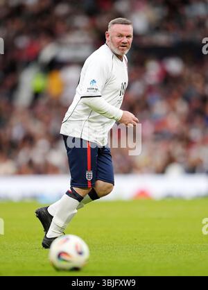 Der englische Spielertrainer Wayne Rooney während der Soccer Aid für UNICEF 2025 in Old Trafford, Manchester. Bilddatum: Sonntag, 15. Juni 2025. Stockfoto