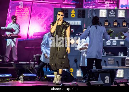 Marracash in Concerto allo Stadio Olimpico 'Grande Torino' Foto di Luca Moschini - Turin 14/06/2025 - Data Sold Out del Tour 'Marra Stadi 2025' Stockfoto