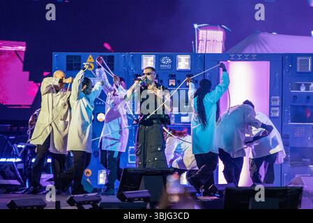 Marracash in Concerto allo Stadio Olimpico 'Grande Torino' Foto di Luca Moschini - Turin 14/06/2025 - Data Sold Out del Tour 'Marra Stadi 2025' Stockfoto