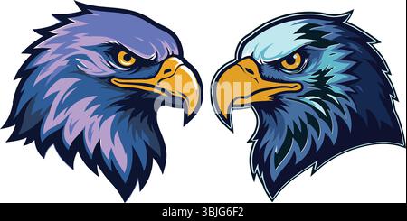 Fierce Eagle Head Mascot Vektor-Set für Sport- und Esport-Logos Stock Vektor