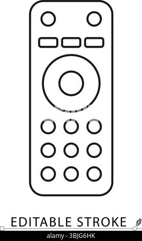 Fernbedienungssymbol in minimaler Linienart mit bearbeitbarem Kontur. TV-Fernbedienung, elektronische Steuerung, Geräteschnittstelle, TV-Controller, Smart Home Stock Vektor