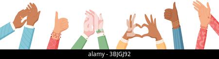 Farbenfrohe Hände Mit Herzgeste Stock Vektor