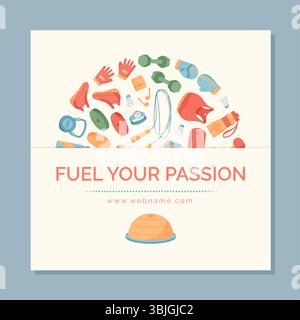 Buntes Sportausrüstung Banner Hintergrund Stock Vektor