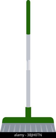 Drücke den Besen für die Arbeit auf dem Hof als flaches Design-Vektorsymbol Stock Vektor