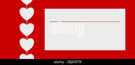 Ein leeres Ticket oder Gutschein mit Liebesherzen in flacher Design-Vektor-Illustration Stock Vektor