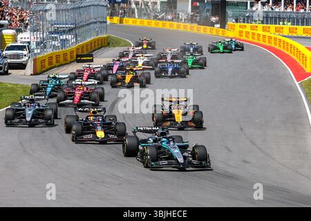 Montreal, Kanada. Juni 2025. Die Fahrer treten am 15. Juni 2025 beim Formel 1 Grand Prix 2025 von Kanada auf dem Circuit Gilles Villeneuve in Montreal an. Quelle: Song Haiyuan/Xinhua/Alamy Live News Stockfoto