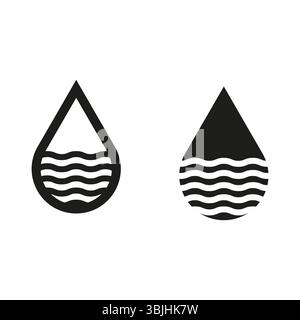 Wassertropfensymbol. Symbol für flüssige Wellen. Form der Vektorflüssigkeit. Einfache schwarze Abbildung. Stock Vektor