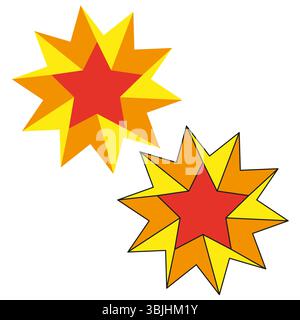 Goldene Sterne. Leuchtendes Design. Gelbe Leuchtsymbole. Vektordekorationselemente. Stock Vektor