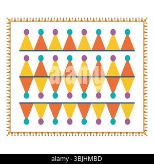 Farbenfroher Dreiecksrand. Symmetrische Zierreihe. Abstraktes Vektordesign. Geometrischer Rahmen mit Muster. Stock Vektor