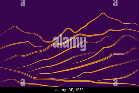 Goldene Berglinie Kunst. Abstrakter zeitgenössischer ästhetischer Hintergrund der Berge Stock Vektor