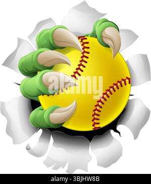 Claw Softball Baseball Ball Dragon Monster Hand Stock Vektor