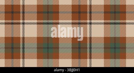 Rustikales braunes und grünes Karomuster, nahtloses Schottenkarierdesign, perfekt für Herbsttextilien, Mode, Wohnkultur und Tapeten Stock Vektor