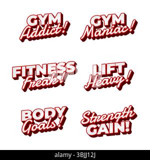 Starke, motivierende Sportsätze im verspielten Retro-Text-Stil Stock Vektor