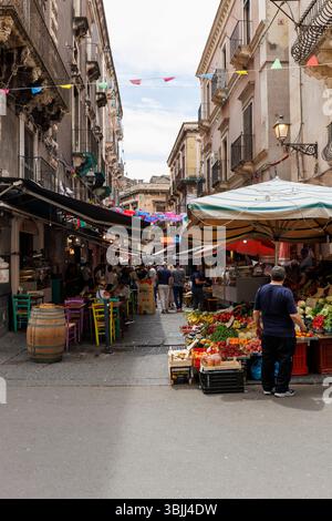 Marktszene in Catania, Sizilien Stockfoto