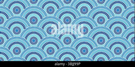 Griechisches Muster Mosaikfliese nahtlose Meeresbeschaffenheit blauer Hintergrund Rom Vektor-Design. Antike mediterrane Marmorfußboden-Ornament-Architektur Stock Vektor