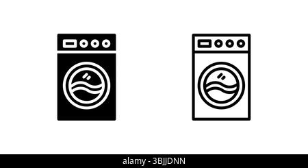 Symbolsatz für Waschmaschinen mit Frontlader für Wäsche- und Haushaltsgeräte Stock Vektor