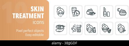 Hautpflege-Routine-Ikonen mit Frauen, die Schönheitsprodukte anwenden Stock Vektor